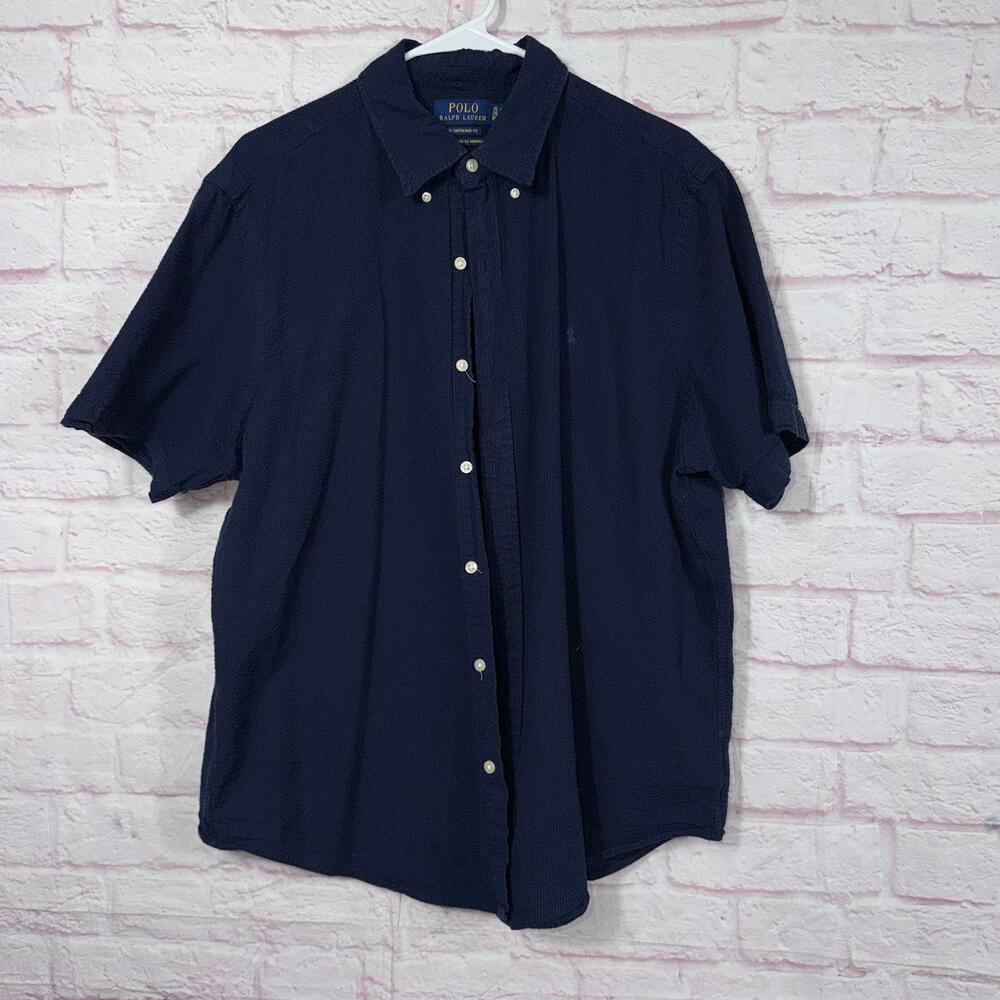 Polo Ralph Lauren RL Untucked Fit Navy Short Sleeve Shirt XL
